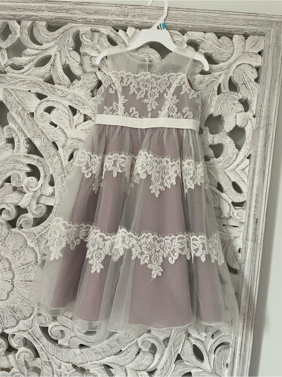 David's Bridal Other - David's Bridal Girls Mauve Lace Tulle Flower Girl Dress size 4